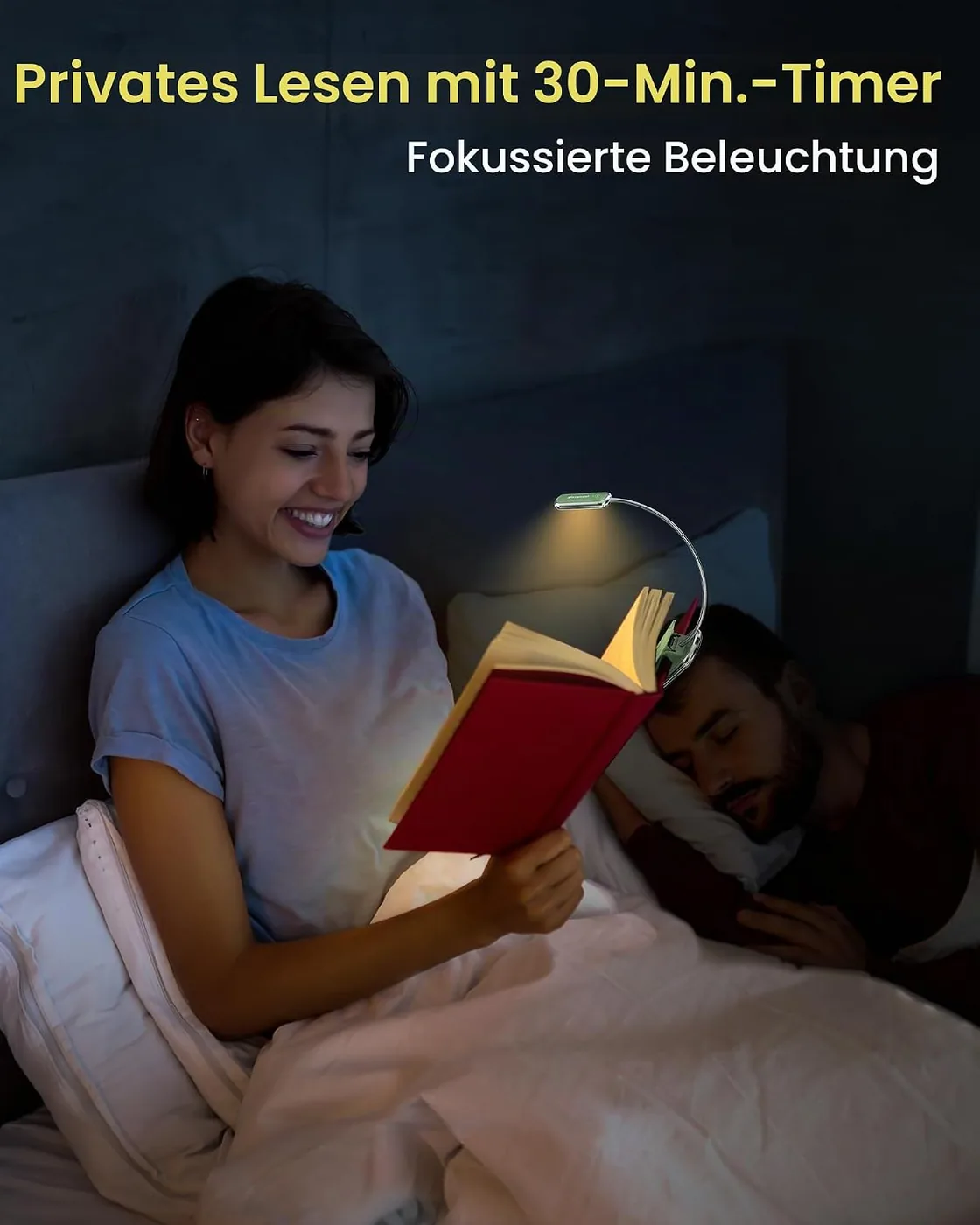 Posh Premium Leselampe Buch Klemme mit Timer Ansicht