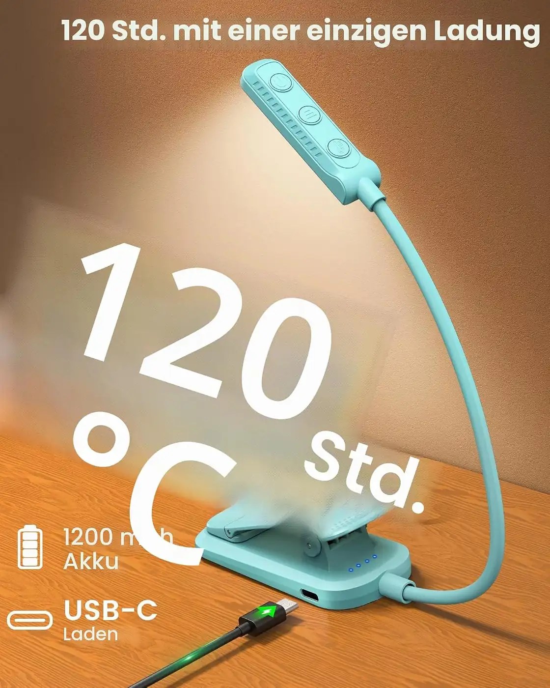 Leselampe Buch Klemme mit 13 LEDs – 70g Leselicht Ansicht
