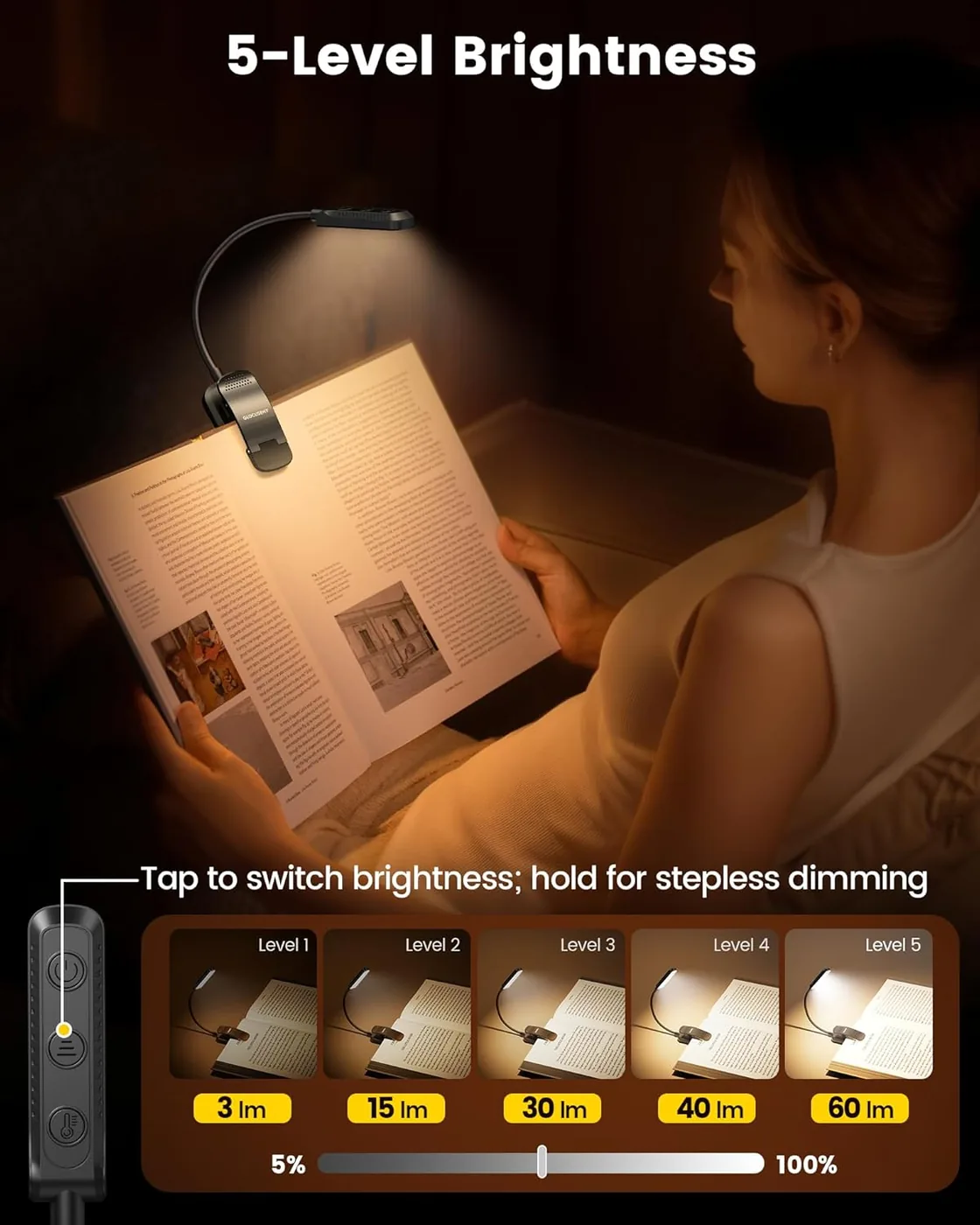 Leselampe Buch Klemme mit 13 LEDs: Augenschonendes Leselicht Ansicht