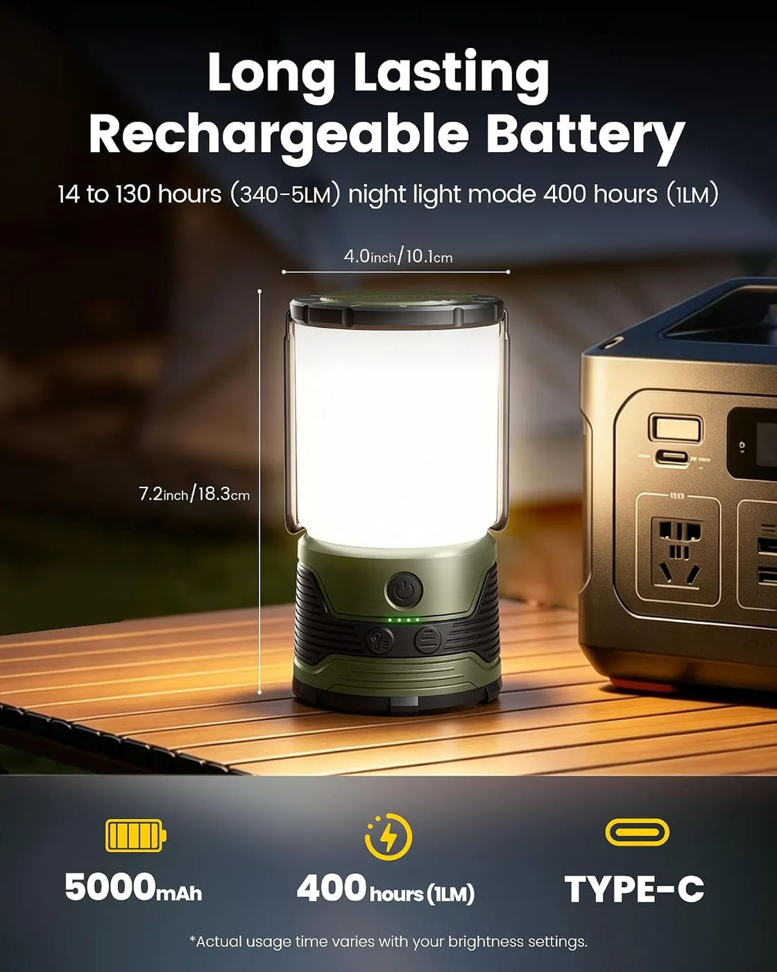 Campinglampe Aufladbar mit Umgekehrtes Laden Ansicht