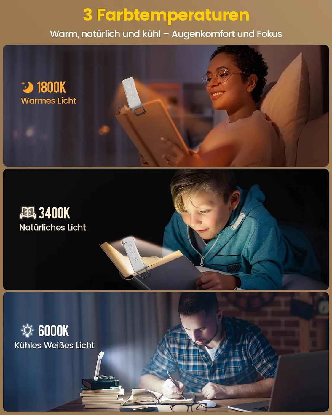 Nachtlicht – 7 LEDs Nachtlicht mit 1000mAh für 160H Ansicht