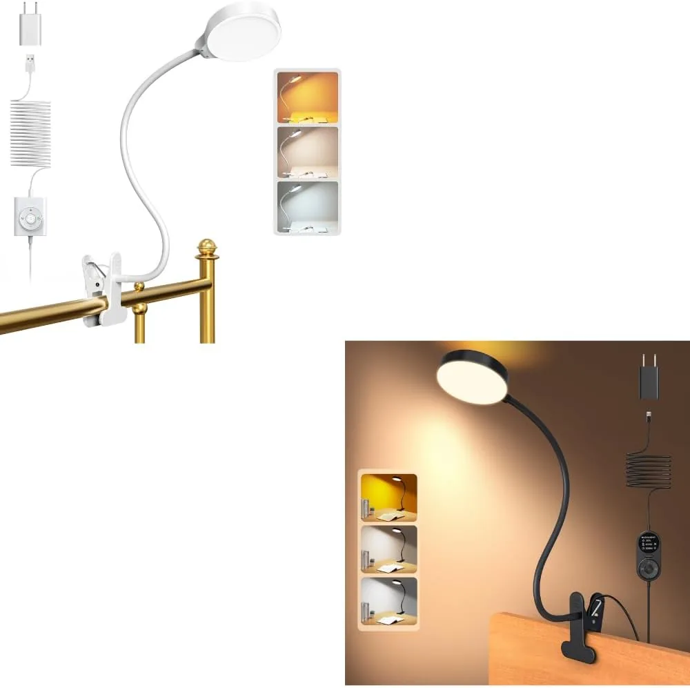 5W 36 LED Leselampe Bett mit 3 Farb- und 5 Helligkeitsstufen & 72 LED Klemmlampe mit 3 Farben und 5