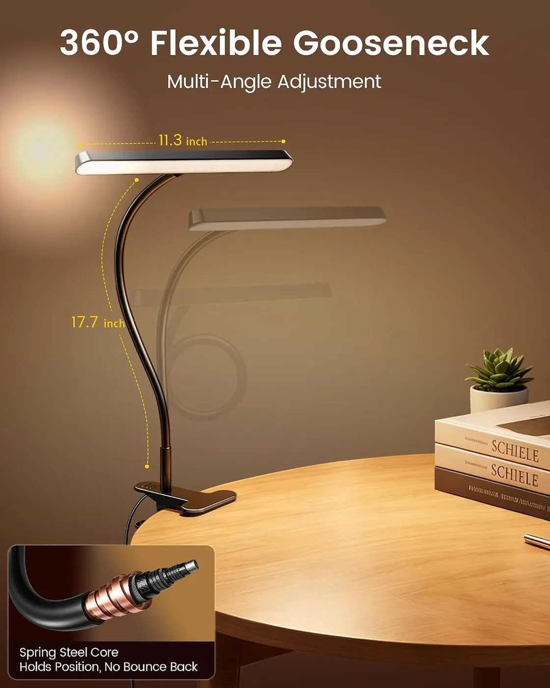 7W Horizontal Leselampe Bett – 57 LED Klemmlampe mit 3 Farben & 5 Helligkeiten Ansicht