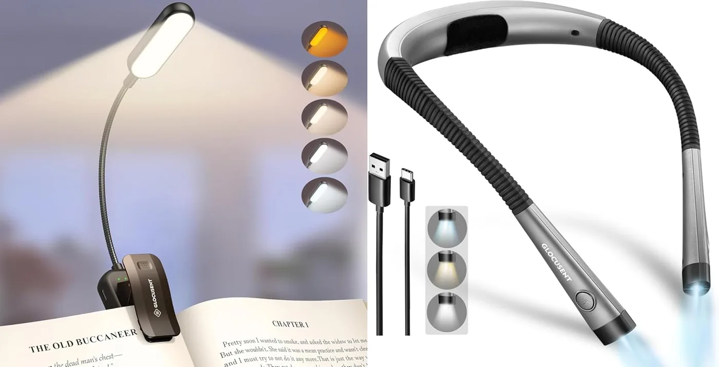 Leselampe Hals mit 3 Farben & 6 Helliggkeitsstufen für Lesen Stricken Camping Reparieren & 20 LEDs L