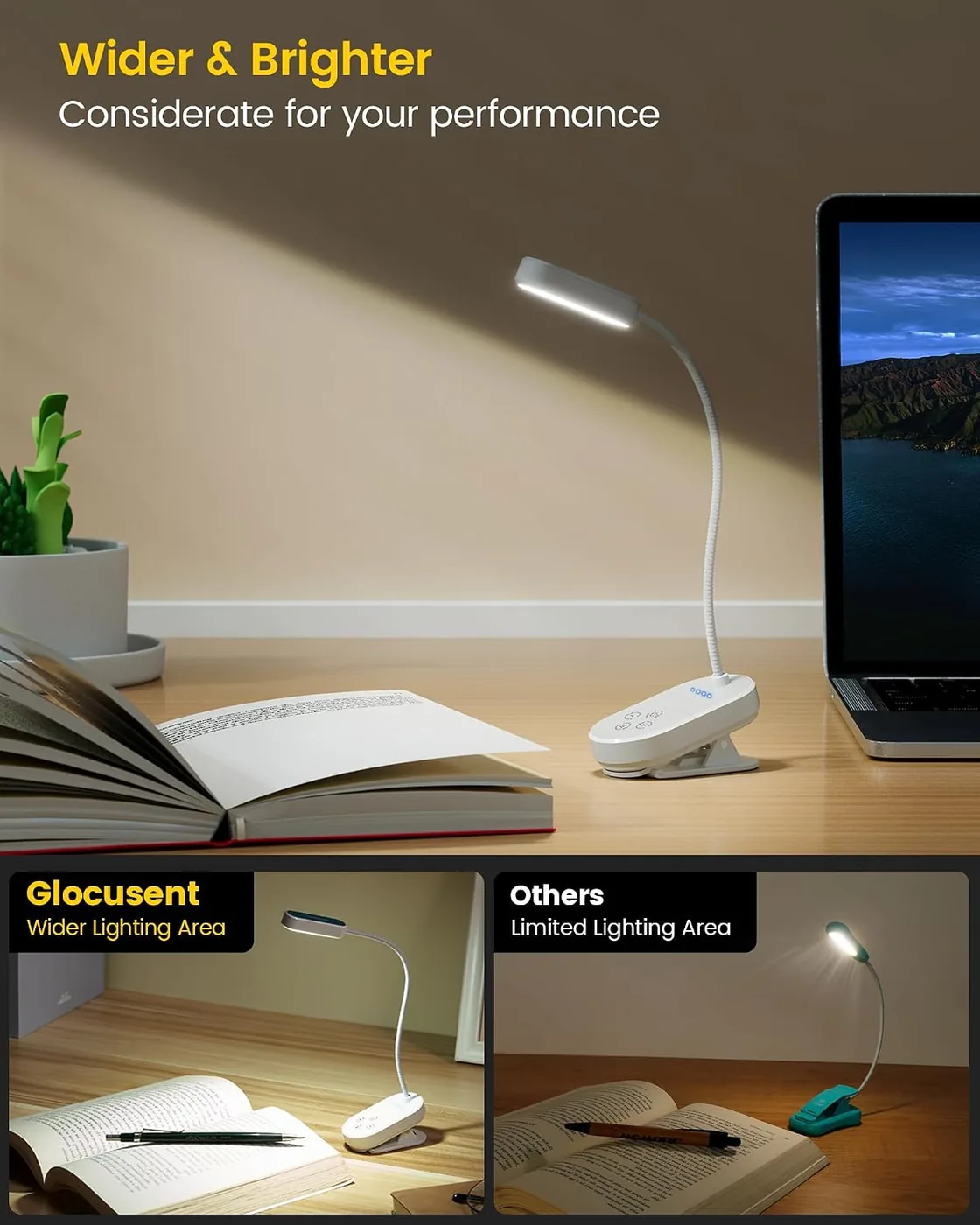 Mini Wiederaufladbare Buchlampe mit Klemme Ansicht