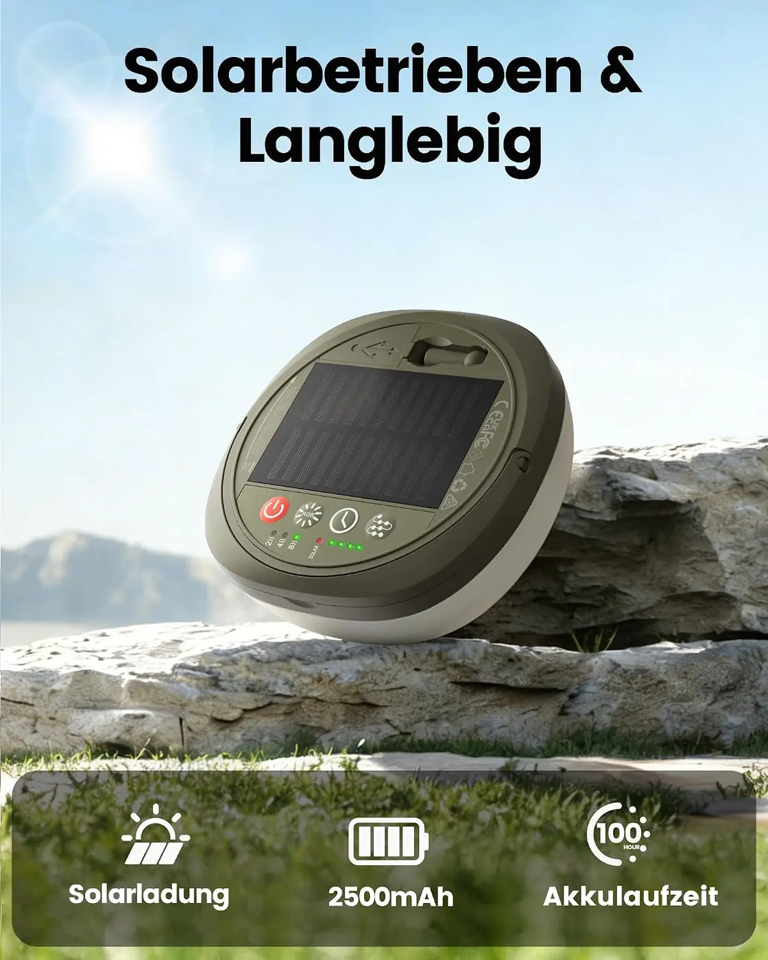 Camping Lichterkette Aufrollbar 10M 130 LED Ansicht