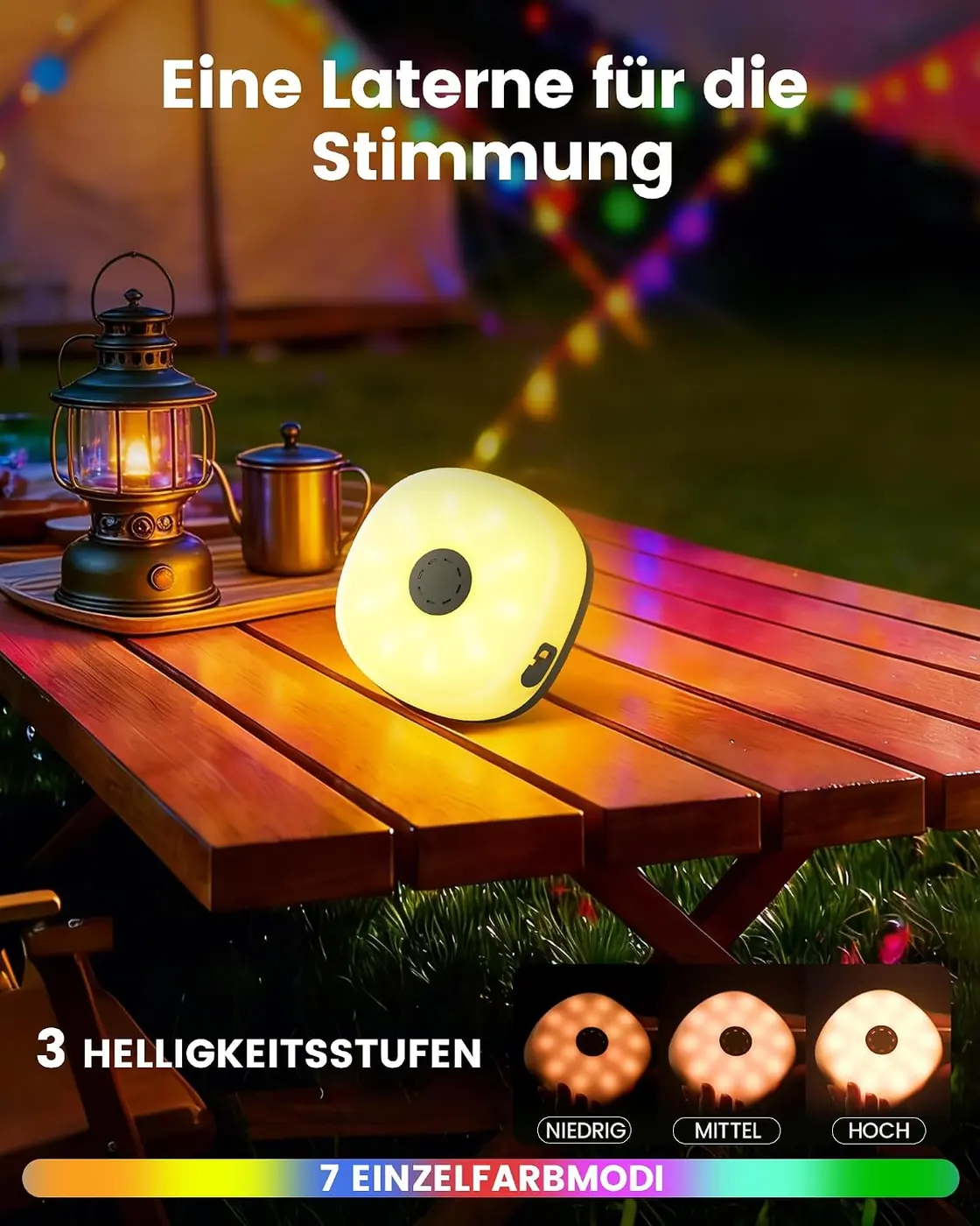 Camping Lichterkette Aufrollbar 10M 130 LED Ansicht