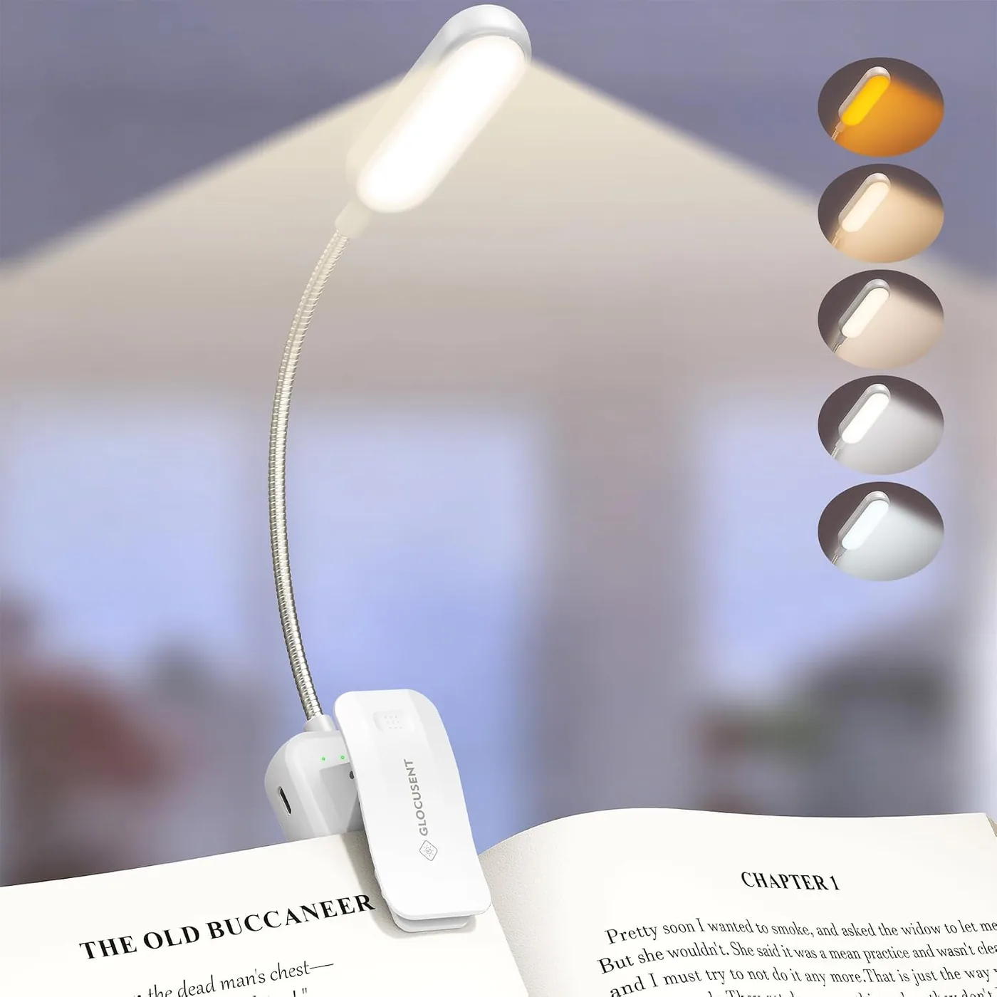 Leselampe Buch Klemme mit 20 LEDs – USB Wiederaufladbare Buchlampe