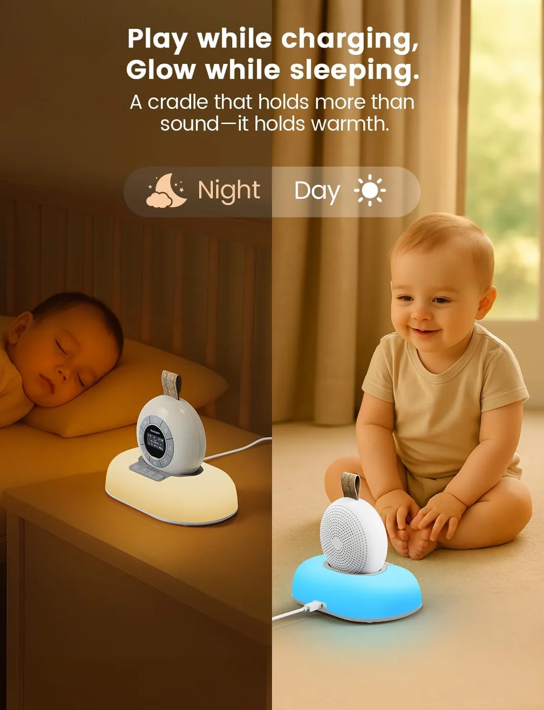Nachttischlampe Baby & White Noise Machine mit 62 Sounds & 9 Farben Ansicht