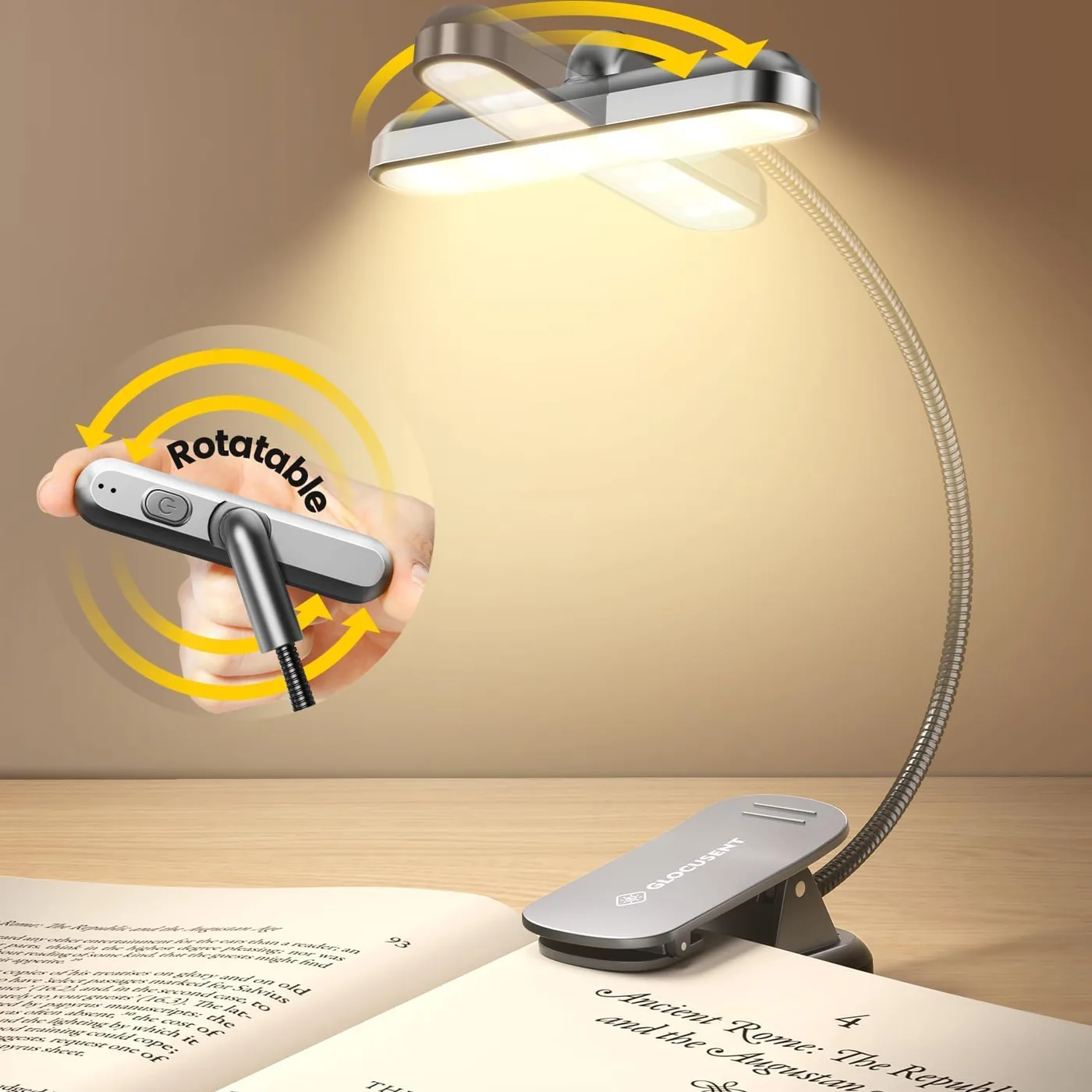 Drehbare Leselampe Buch Klemme – 22 LEDs Zweireihig mit Timer