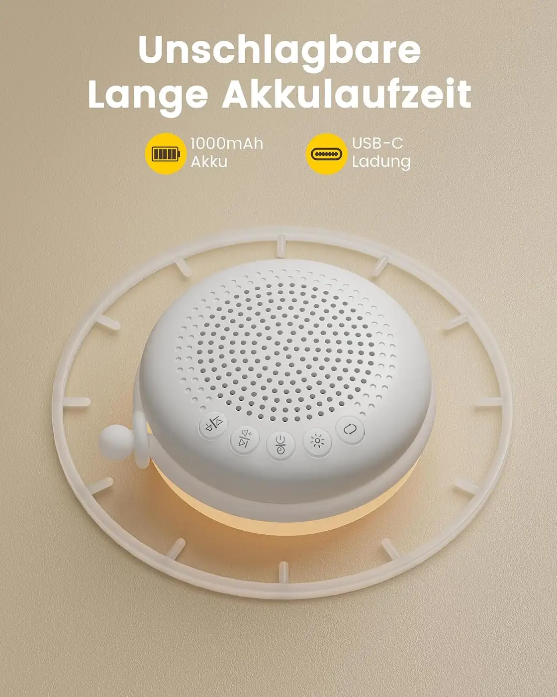 White Noise Machine Baby mit Nachtlicht Dimmbar – 34 Klänge Weißes Rauschen Baby Tragbar Ansicht