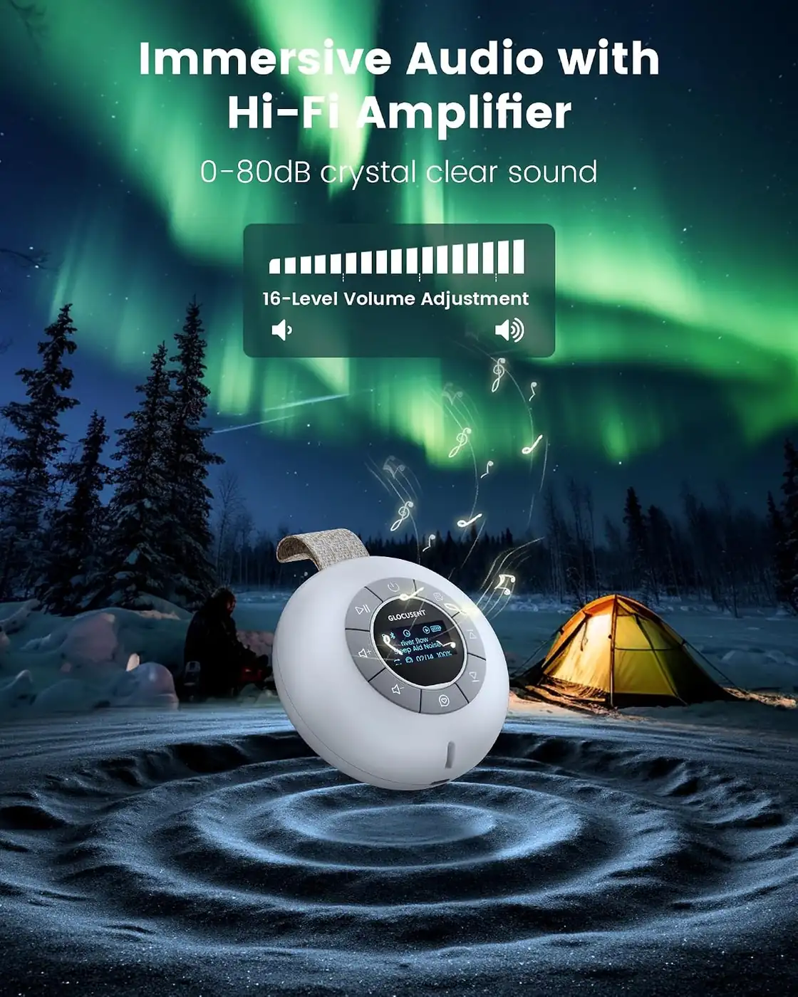 Nachttischlampe Baby & White Noise Machine mit 62 Sounds & 9 Farben Ansicht
