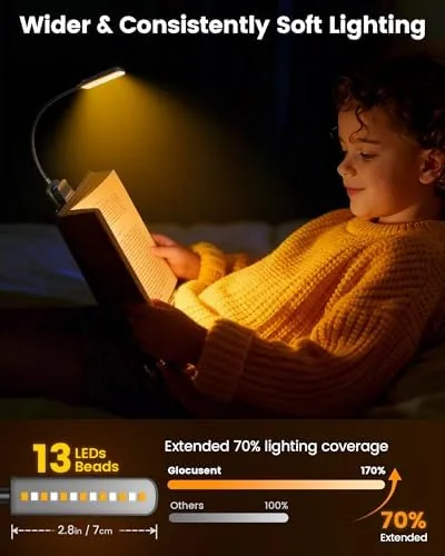 Leselampe Hals mit 3 Farben und 6 Helliggkeitsstufen für Lesen Stricken Camping Reparieren & 13 LEDs Ansicht