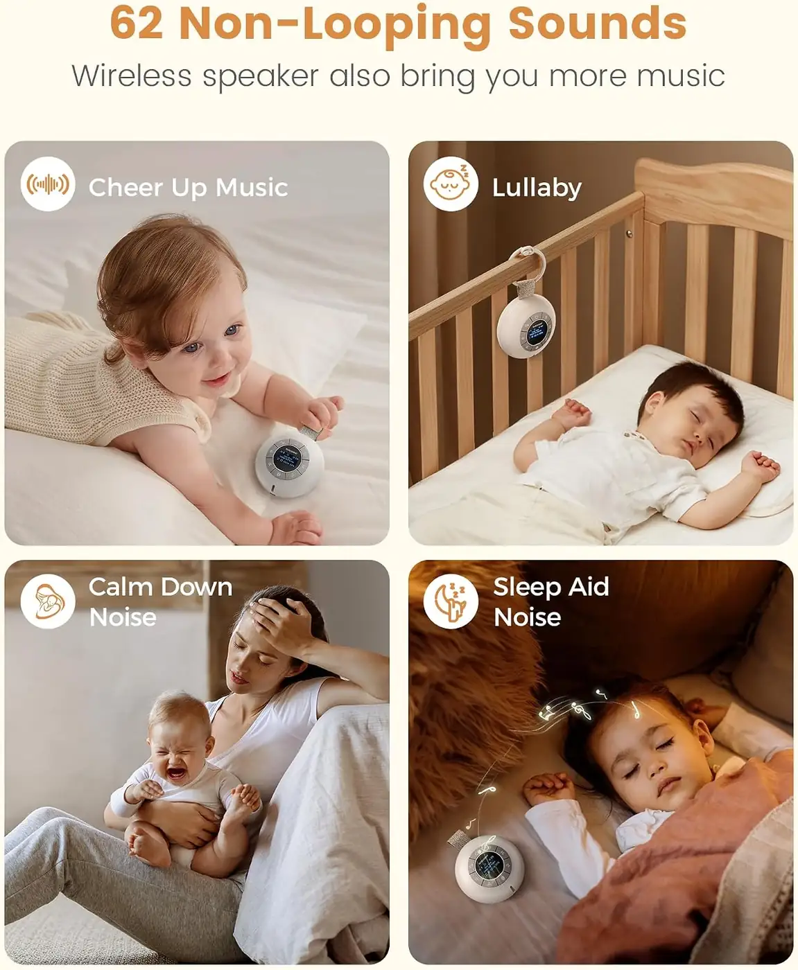 Nachttischlampe Baby & White Noise Machine mit 62 Sounds & 9 Farben Ansicht