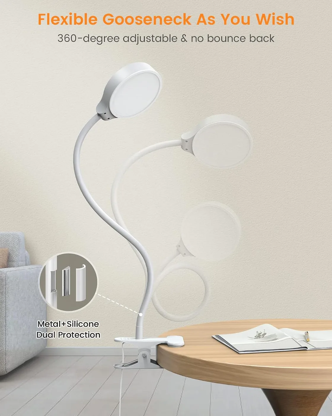 5W 36 LED Leselampe Bett mit 3 Farb- und 5 Helligkeitsstufen & 72 LED Klemmlampe mit 3 Farben und 5  Ansicht