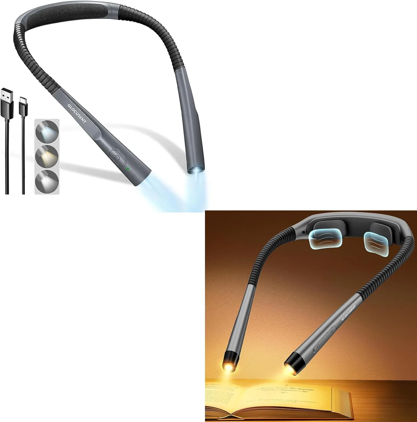 Verbesserte Leselampe Hals – Ergonomische Nackenlampe mit 30-Min Timer Ansicht