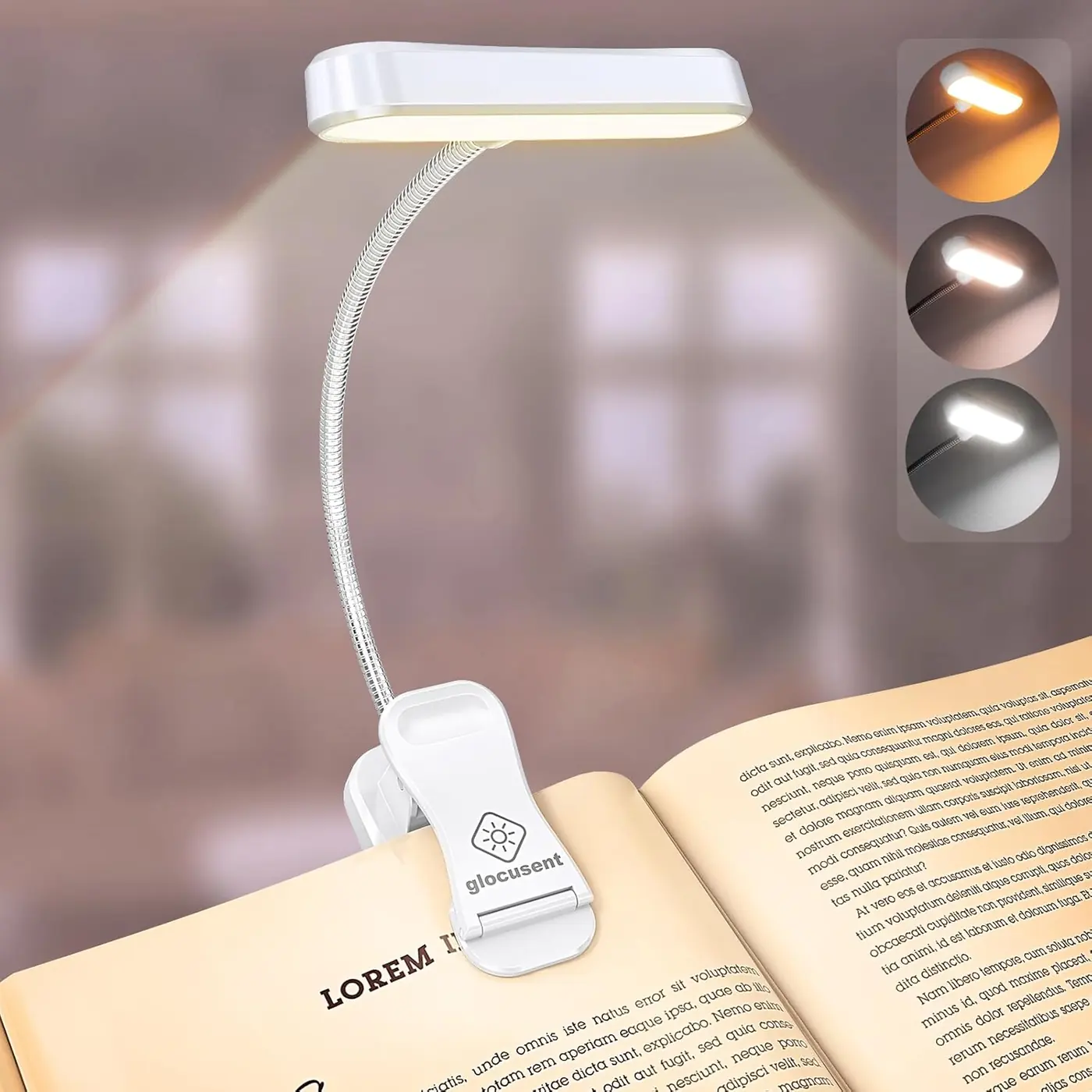 Leselampe Buch Klemme – Buchlampe mit 5 Helligkeit & 3 Farbtemperatur