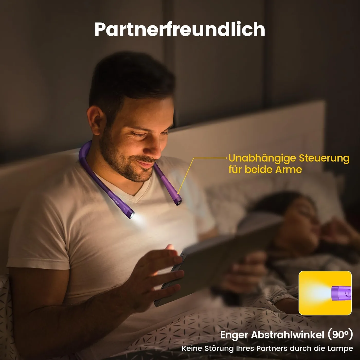 Leselampe Hals – Leselampe Buch mit 3 Farben & 6 Helligkeitsstufen Ansicht