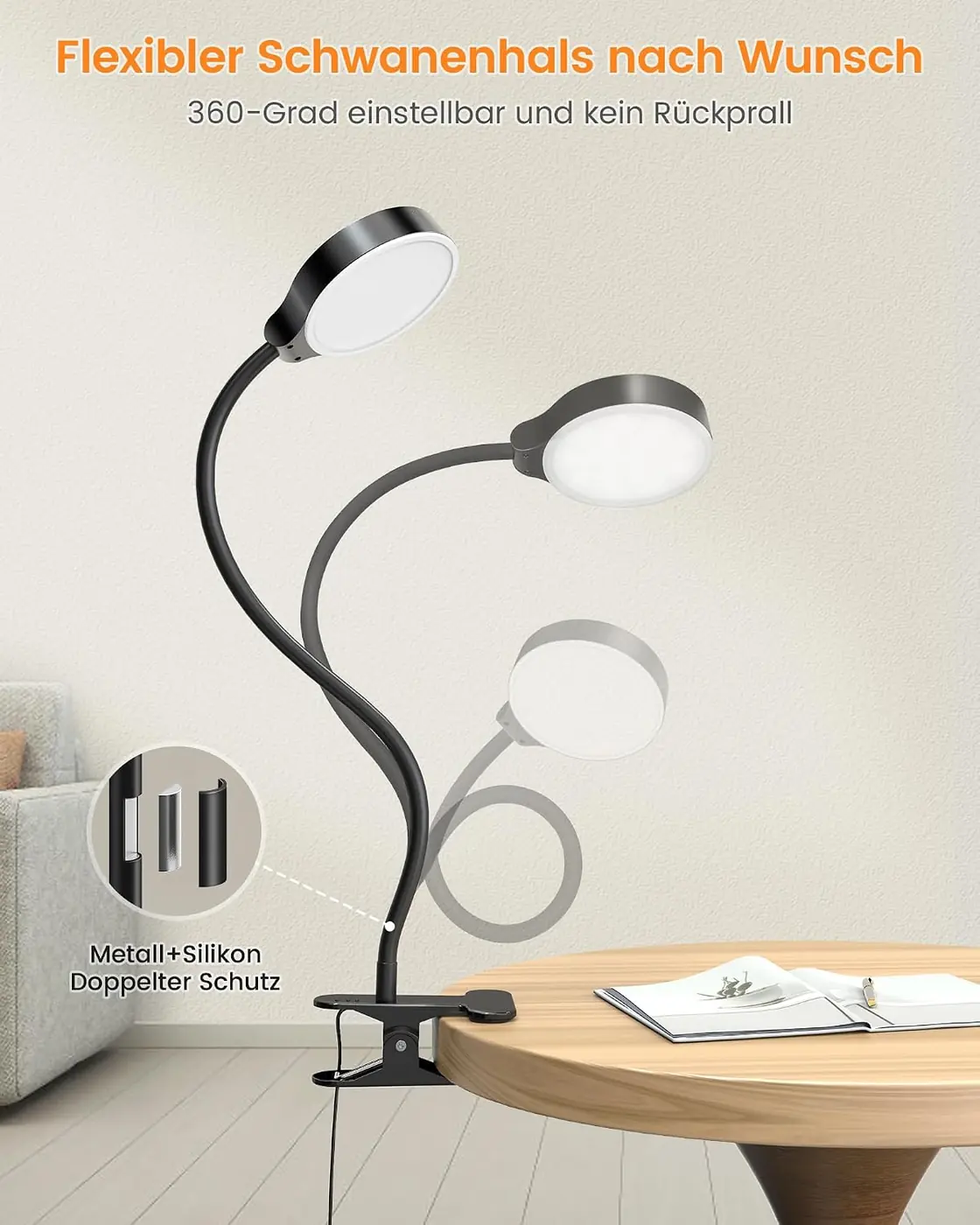 5W Leselampe – 36 LED Leselampe Bett Ansicht