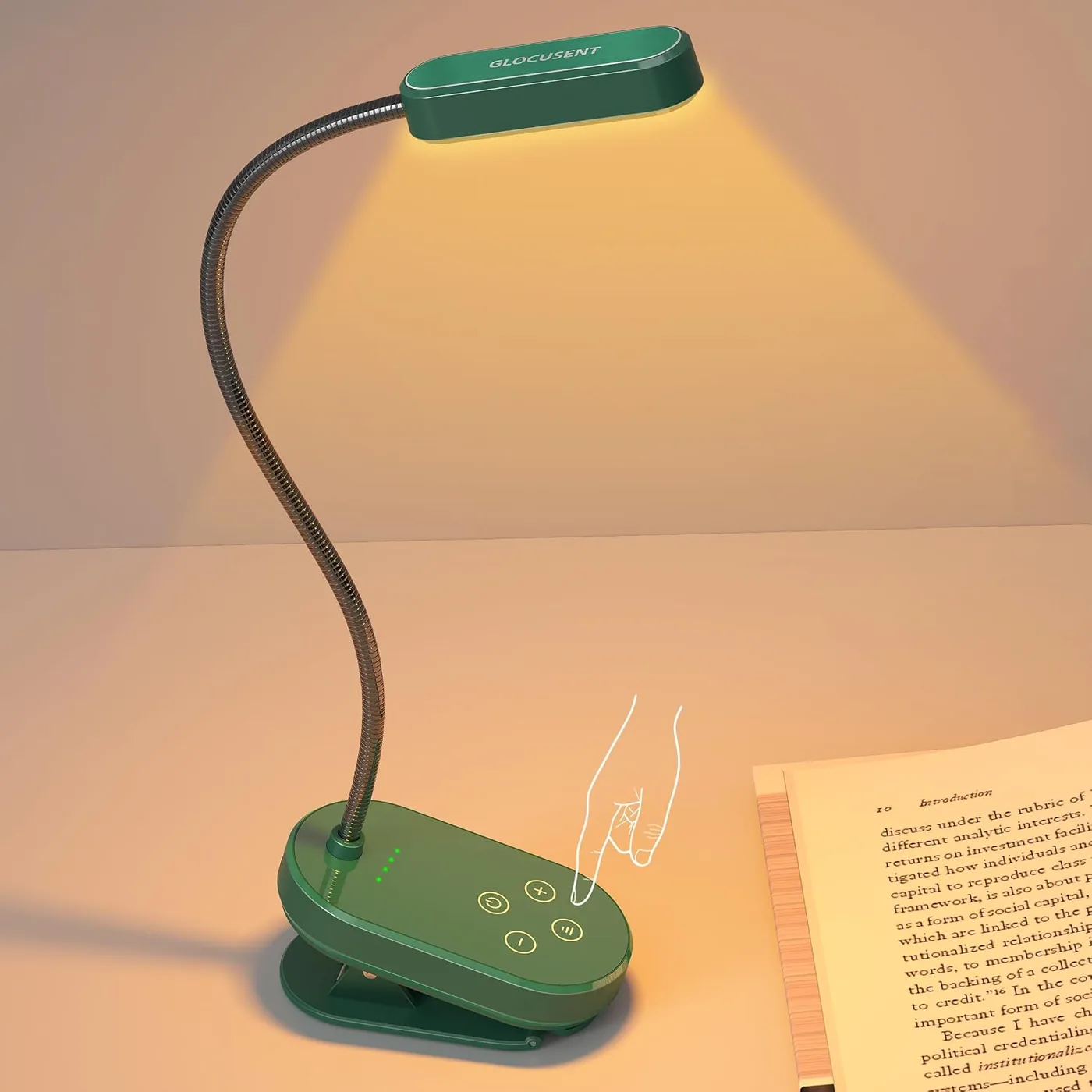 Mini Wiederaufladbare Buchlampe mit Klemme zum Lesen im Bett